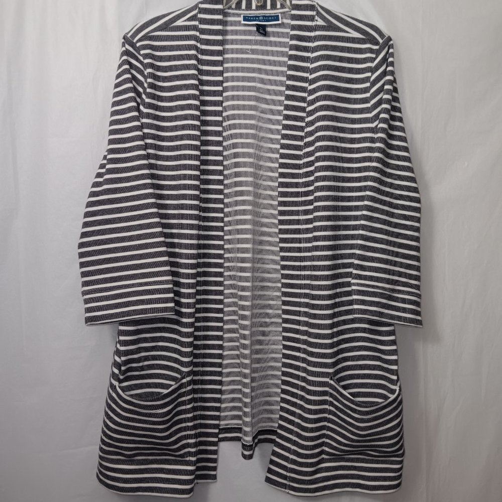 KAREN SCOTT SPORT OPEN FRONT STRIPED CARDIGAN SIZE XL